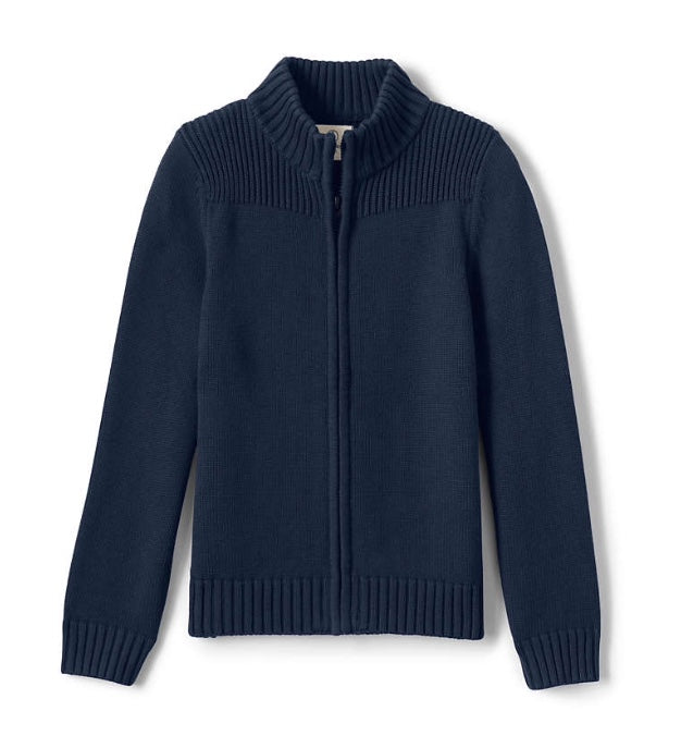 LandsEnd Front Zip Cardigan MTS Logo