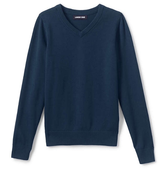 LandsEnd V Neck Sweater MTS Logo