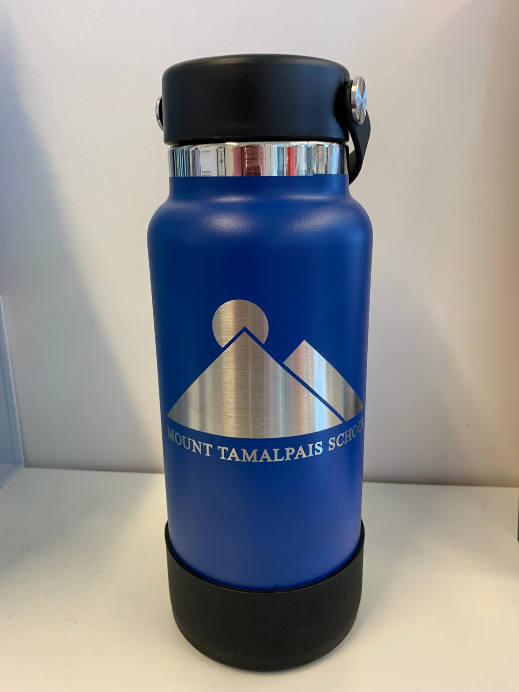 CUSTOMIZED 32oz MTS Blue Water Bottle with Black Bumper